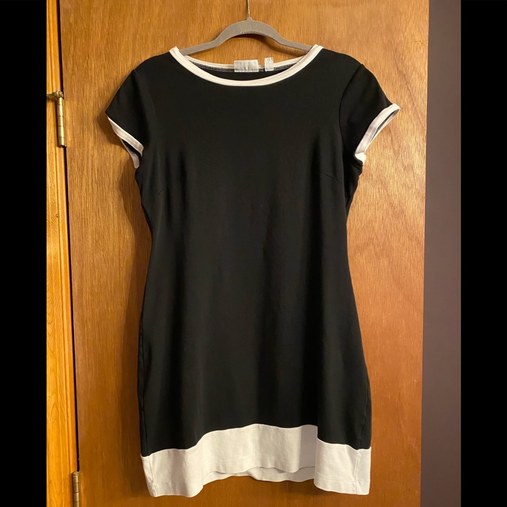 NY and Co Cotton Black/White Colorblock Dress Med